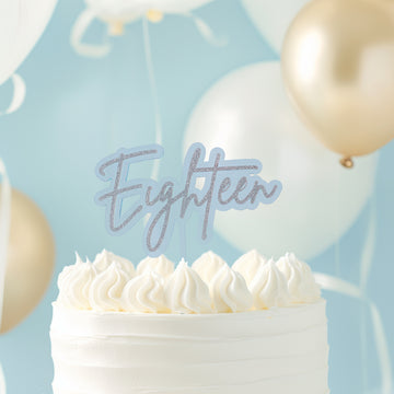 SILVER / LIGHT BLUE Layered Cake Topper - EIGHTEEN image 2