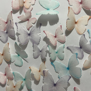 Multi-coloured Pre-cut Edible Wafer Butterflies image 1